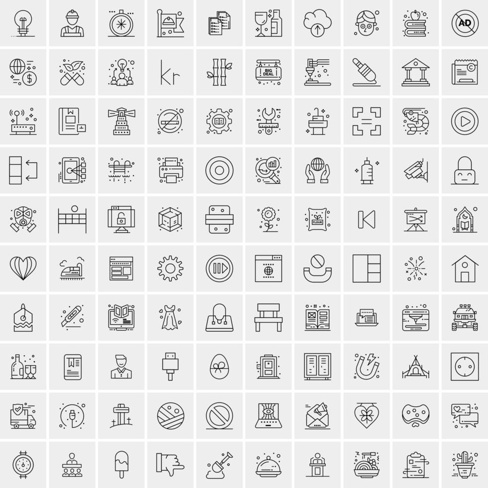 100 bedrijf pictogrammen voor web en afdrukken materiaal vector