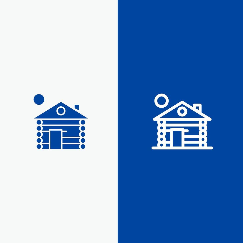 hotel gebouw onderhoud huis lijn en glyph solide icoon blauw banier vector