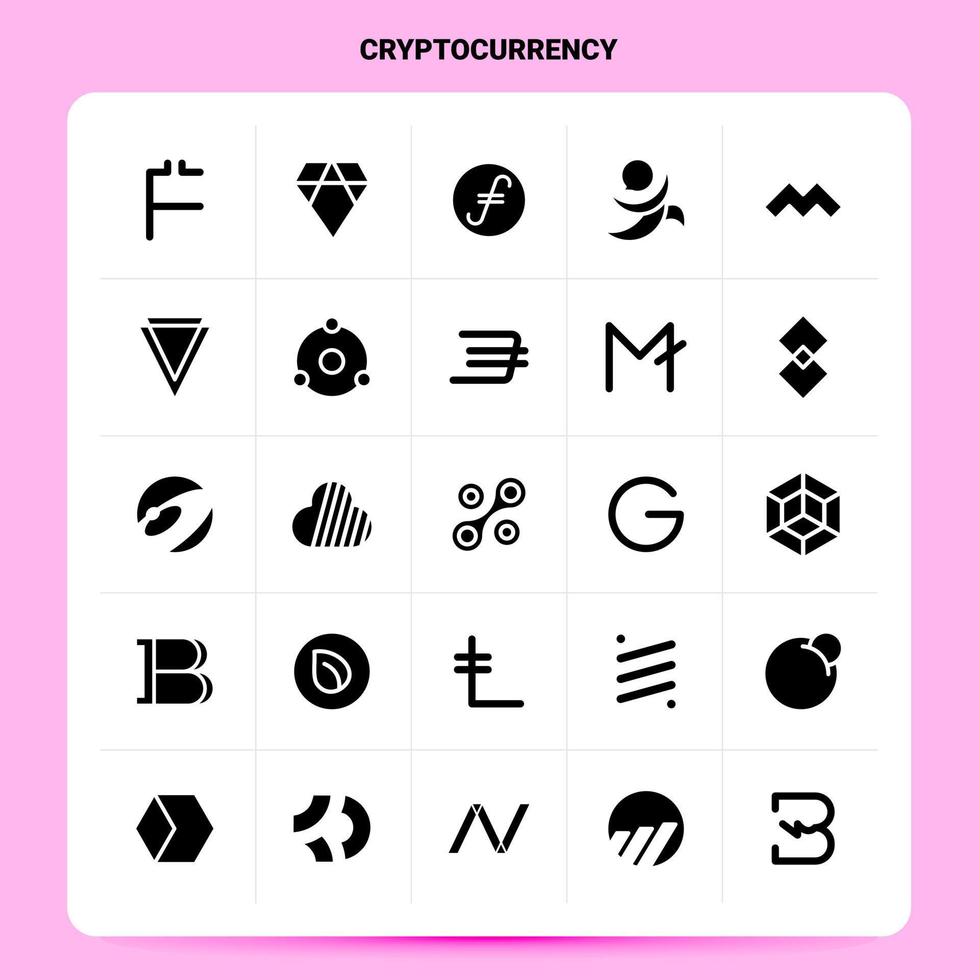 solide 25 cryptogeld icoon reeks vector glyph stijl ontwerp zwart pictogrammen reeks web en mobiel bedrijf ideeën ontwerp vector illustratie