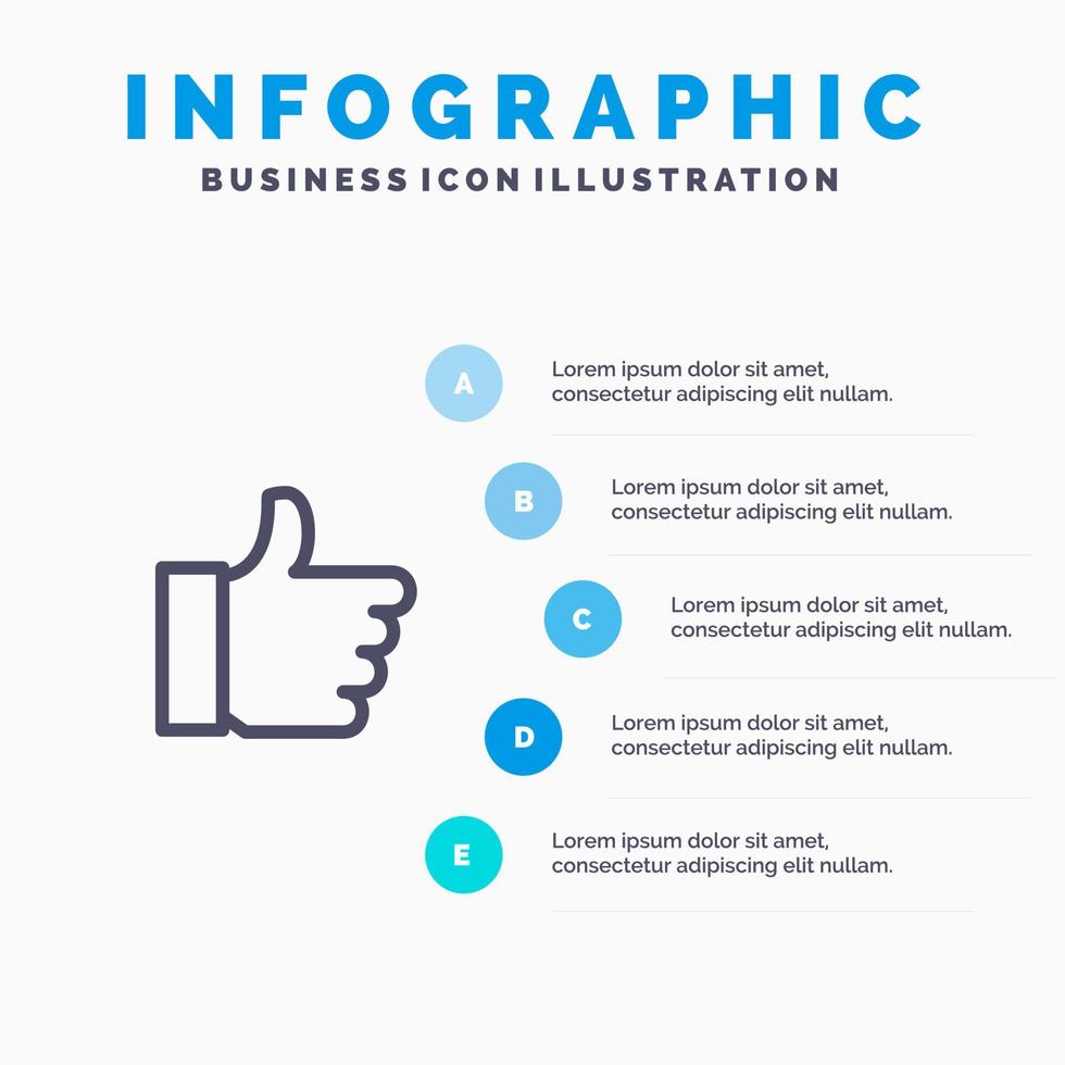 hand- Leuk vinden stemmen liefde lijn icoon met 5 stappen presentatie infographics achtergrond vector