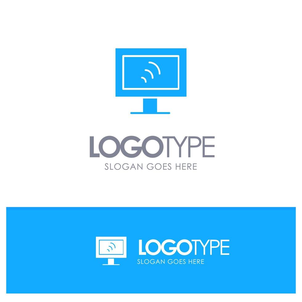 computer Wifi onderhoud blauw solide logo met plaats voor slogan vector