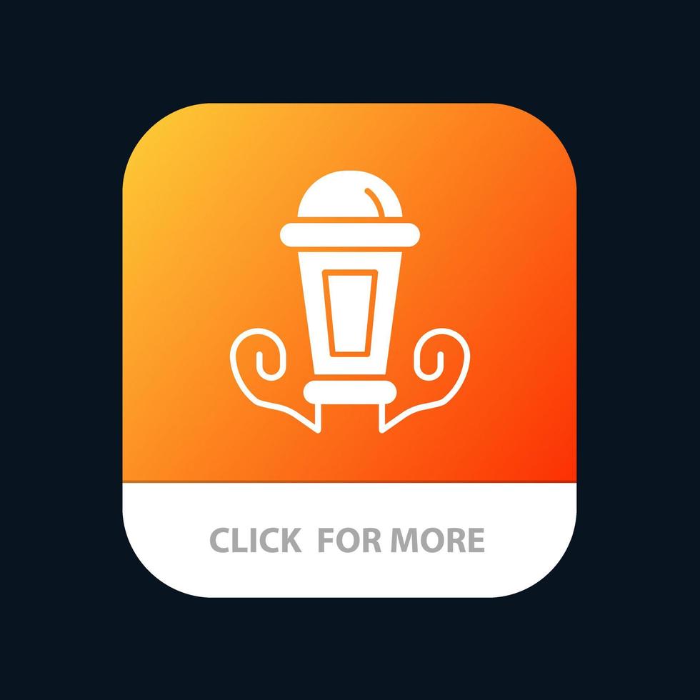 licht nacht lamp lantaarn mobiel app knop android en iOS glyph versie vector