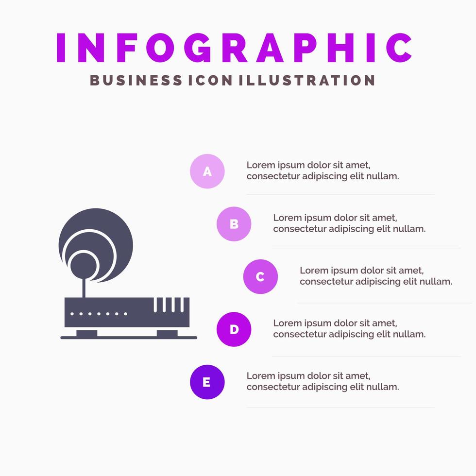 verbinding hardware internet netwerk solide icoon infographics 5 stappen presentatie achtergrond vector