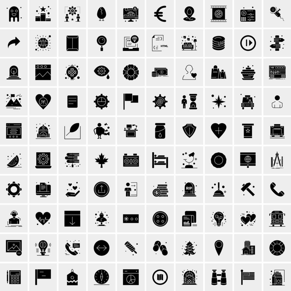 100 bedrijf icoon solide glyph vector illustratie
