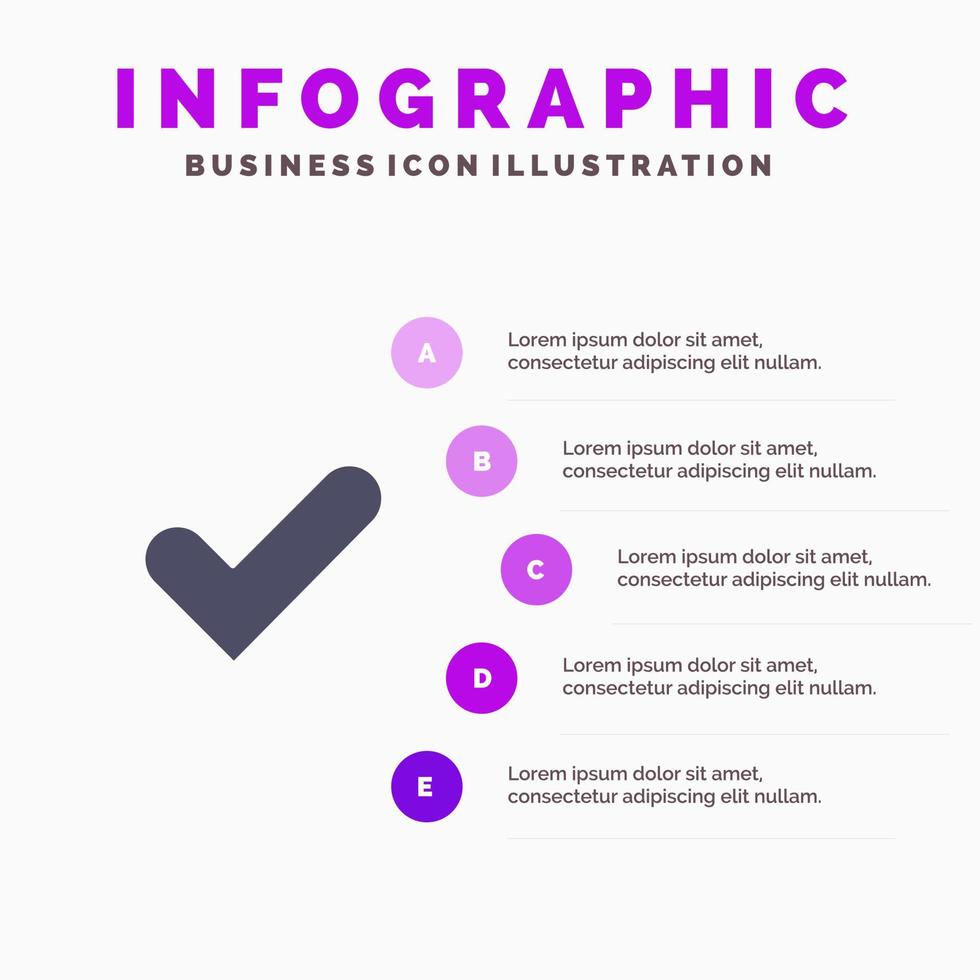 controleren OK Kruis aan mooi zo solide icoon infographics 5 stappen presentatie achtergrond vector