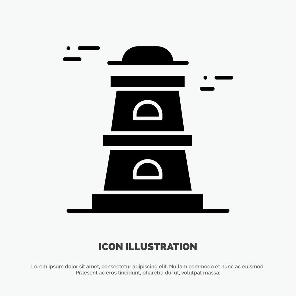 observatorium toren uitkijktoren solide glyph icoon vector