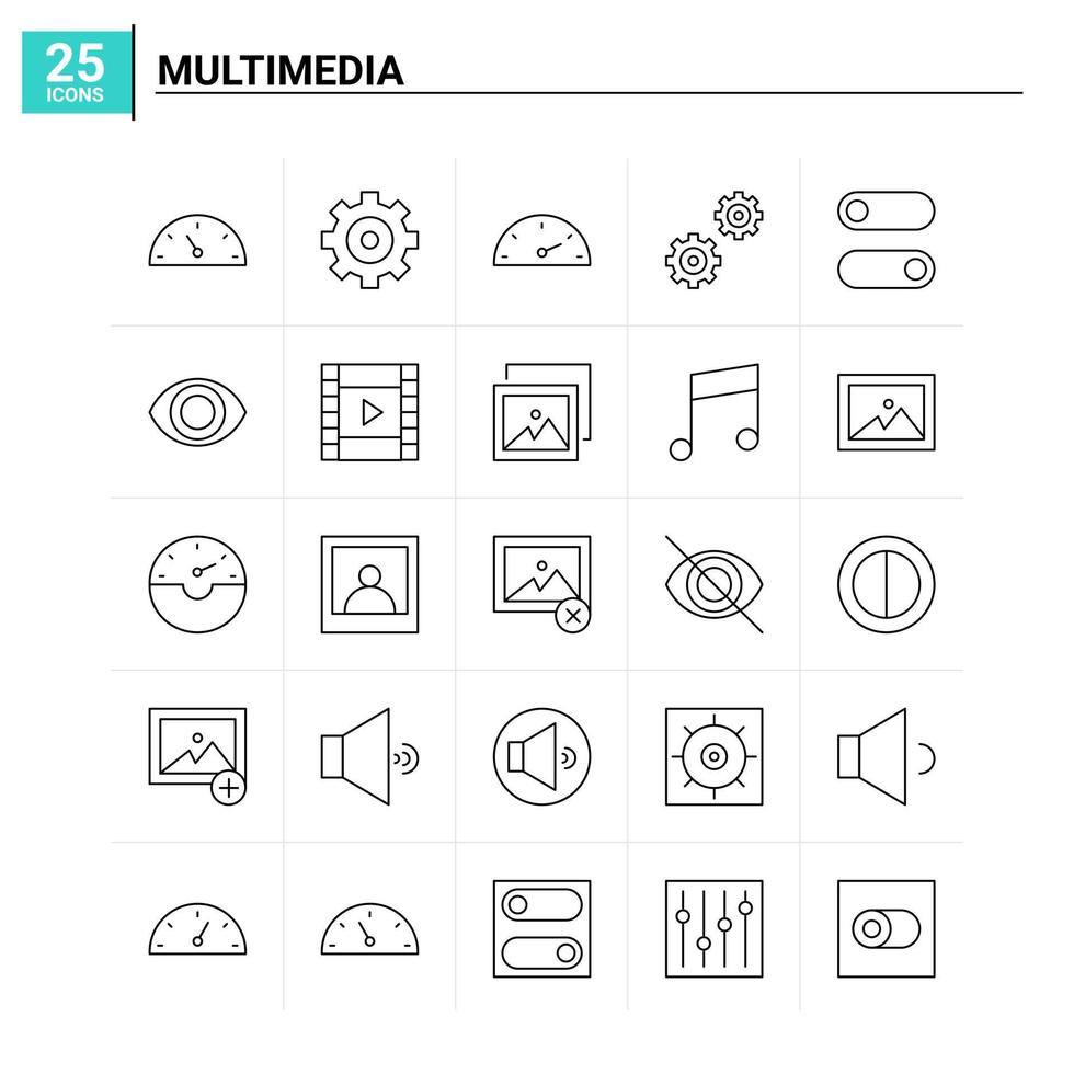 25 multimedia icoon reeks vector achtergrond