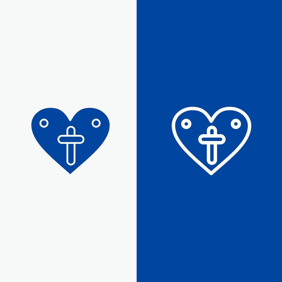 hart liefde Pasen liefdes lijn en glyph solide icoon blauw banier lijn en glyph solide icoon blauw banier vector