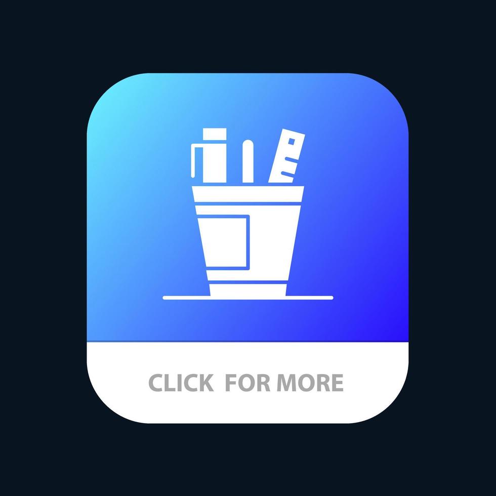 pen bureau kantoor organisator benodigdheden levering gereedschap mobiel app knop android en iOS glyph versie vector