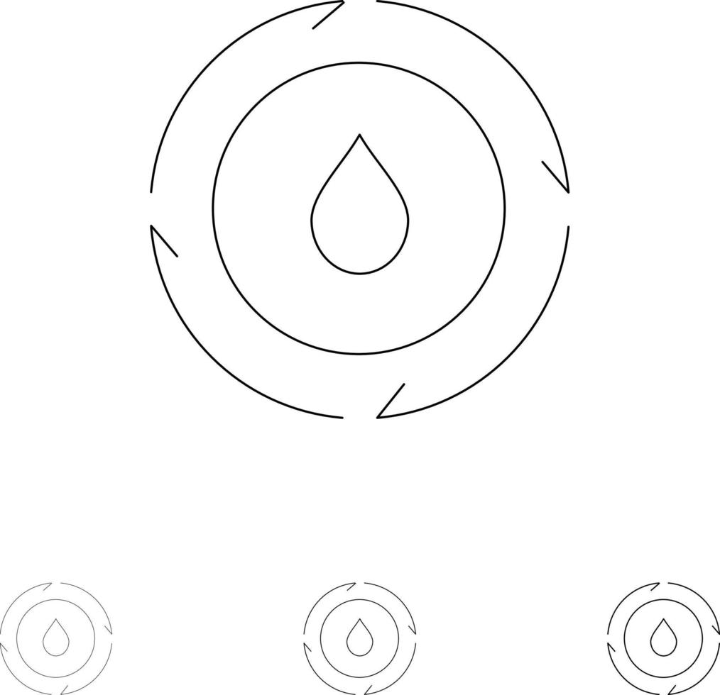energie water macht natuur stoutmoedig en dun zwart lijn icoon reeks vector