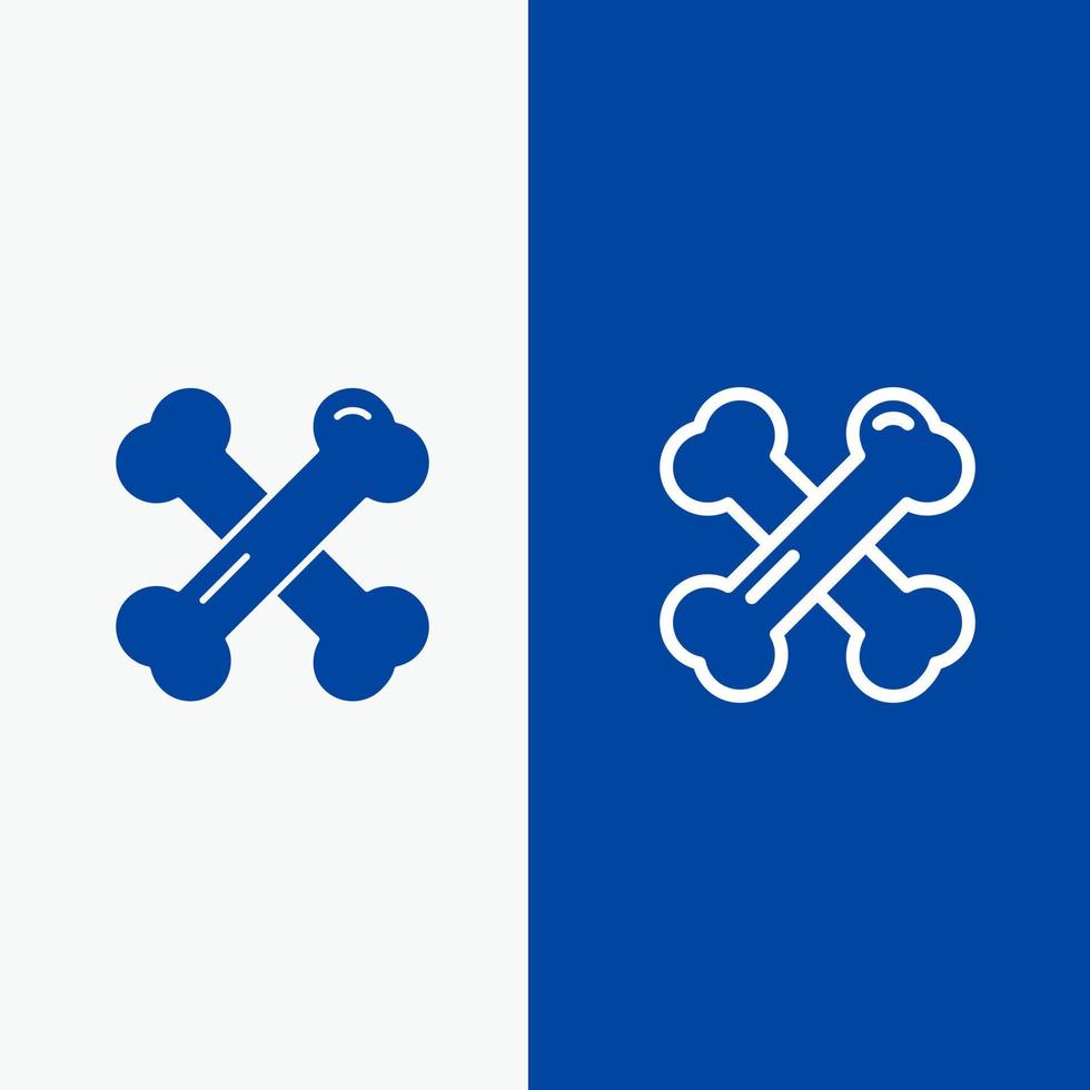 bot Gezondheid calcium gezond botten reuma lijn en glyph solide icoon blauw banier lijn en glyph solide icoon blauw banier vector