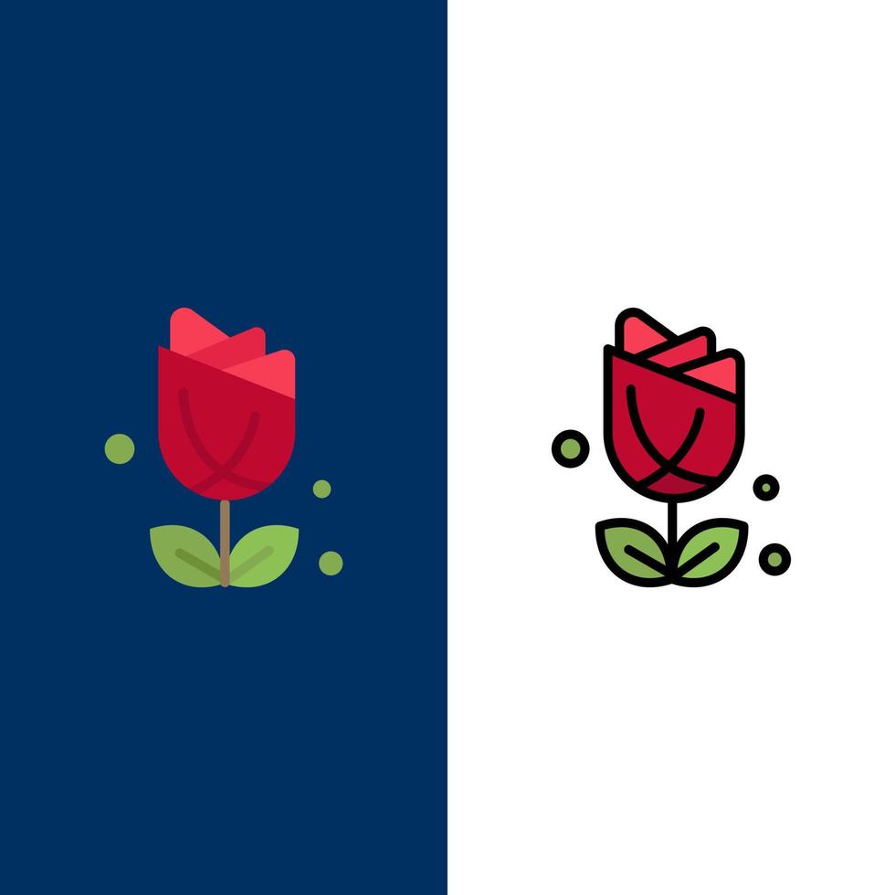 bloem Amerikaans Verenigde Staten van Amerika fabriek pictogrammen vlak en lijn gevulde icoon reeks vector blauw achtergrond