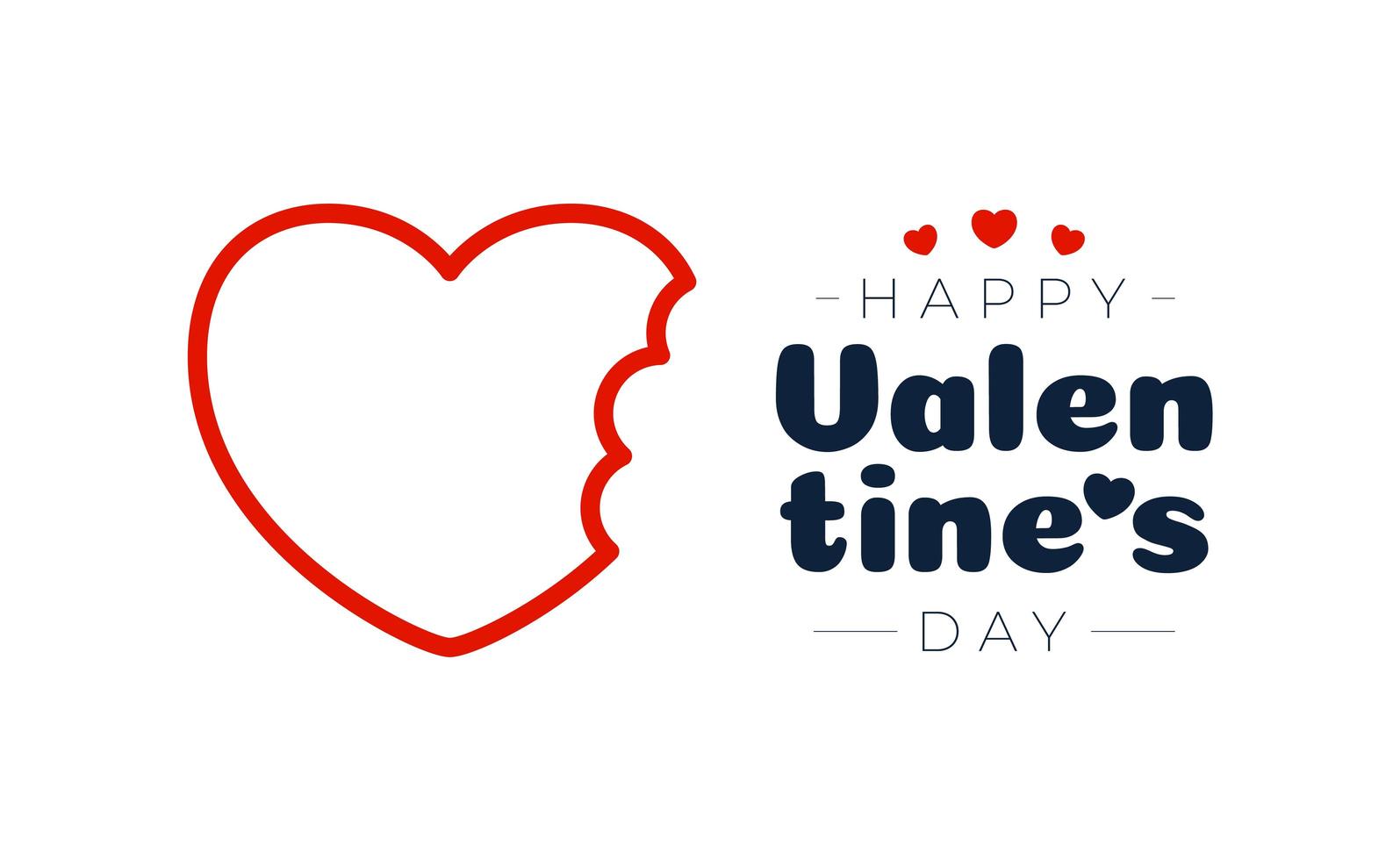 gebeten liefde valentijn dag kaart. vector bijt hart, rode kleur, geïsoleerd op witte achtergrond vector illustratie