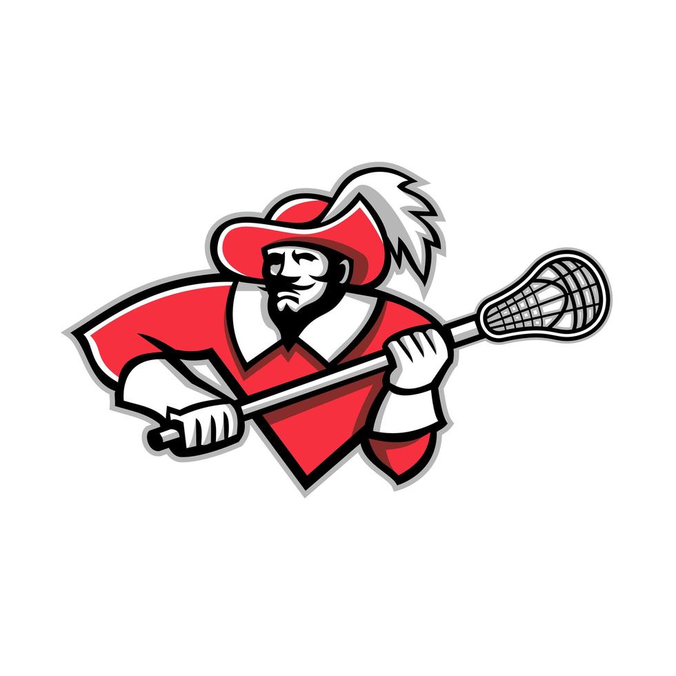 musketier lacrosse mascotte vector