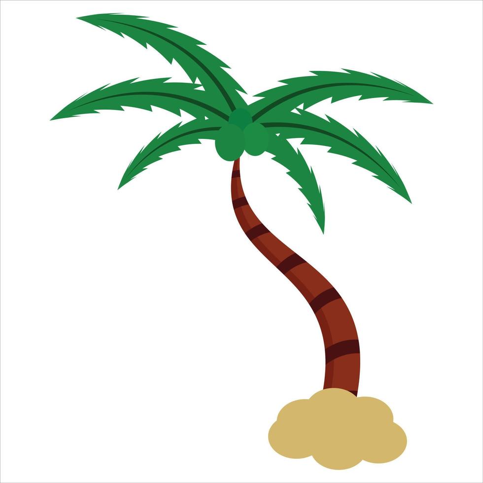 palm boom met gebladerte in tekenfilm stijl geïsoleerd Aan wit achtergrond voorraad vector illustratie. wild strand tropisch plant, houten traan. . vector illustratie pro vecto