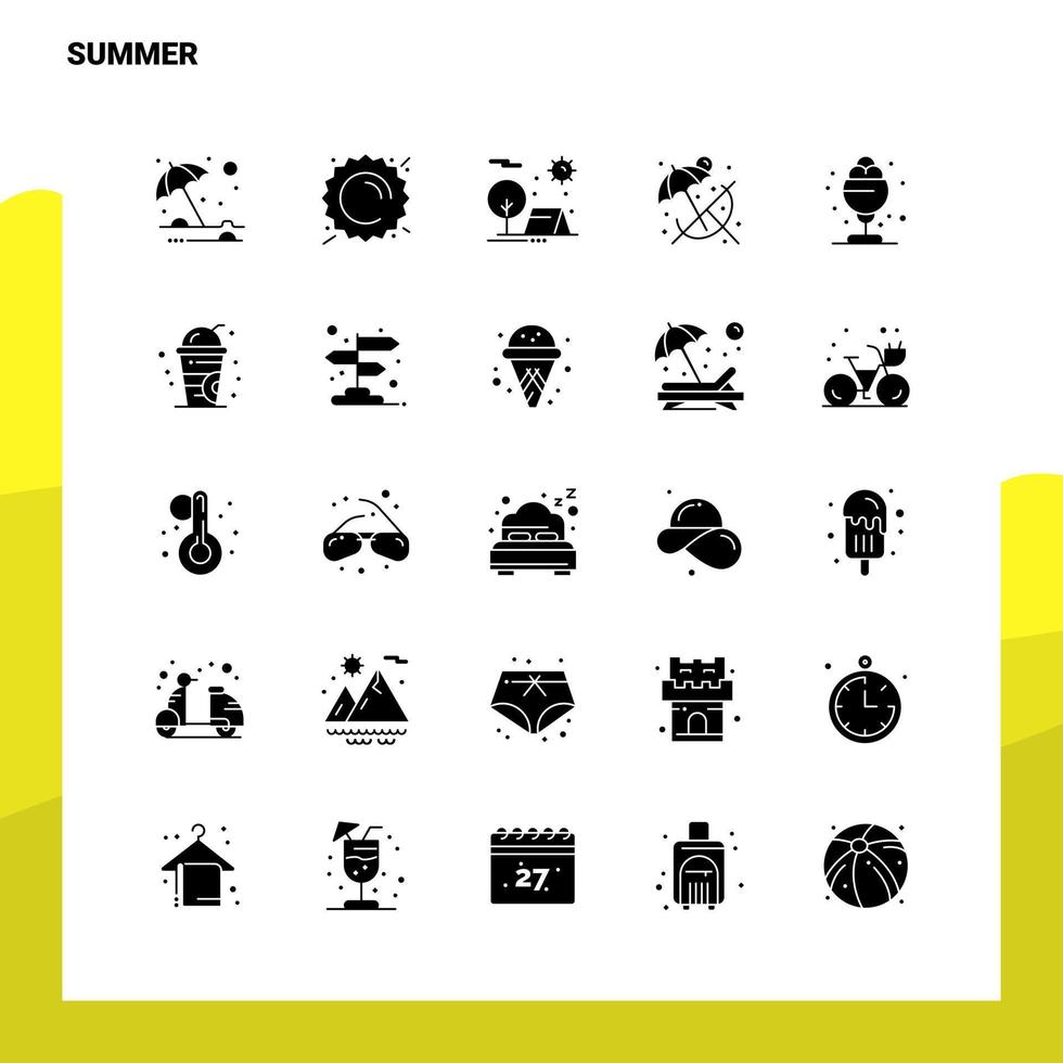25 zomer icoon reeks solide glyph icoon vector illustratie sjabloon voor web en mobiel ideeën voor bedrijf bedrijf