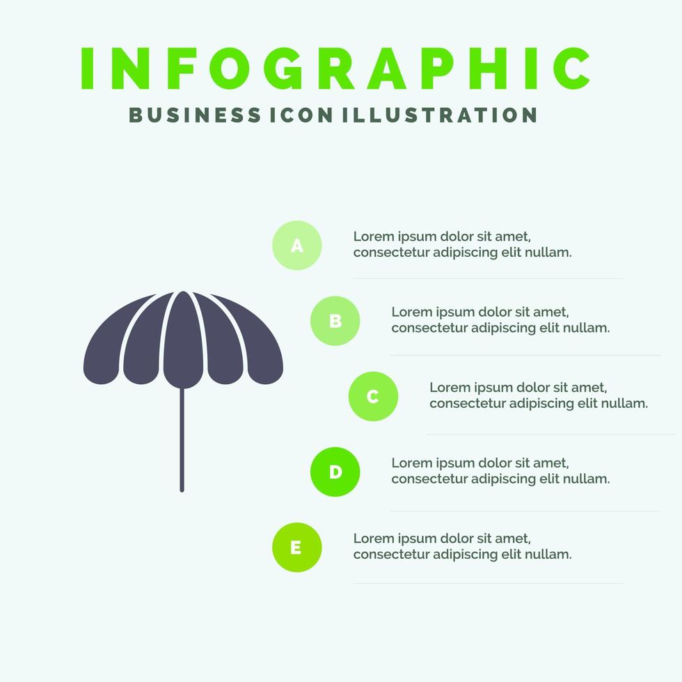 strand paraplu weer nat solide icoon infographics 5 stappen presentatie achtergrond vector