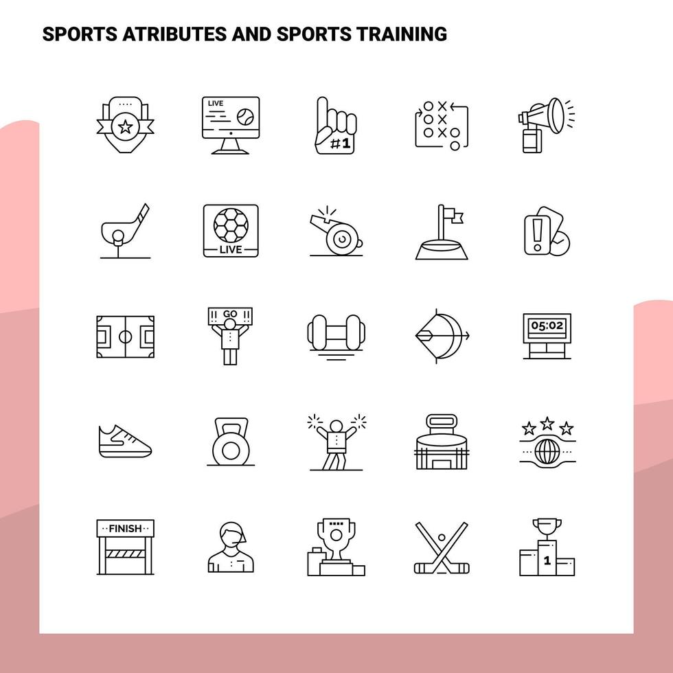 reeks van sport- attributen en sport- opleiding lijn icoon reeks 25 pictogrammen vector minimalisme stijl ontwerp zwart pictogrammen reeks lineair pictogram pak