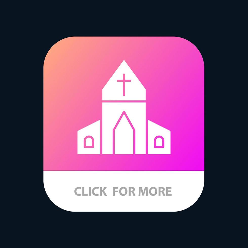 kerk huis Pasen kruis mobiel app knop android en iOS glyph versie vector