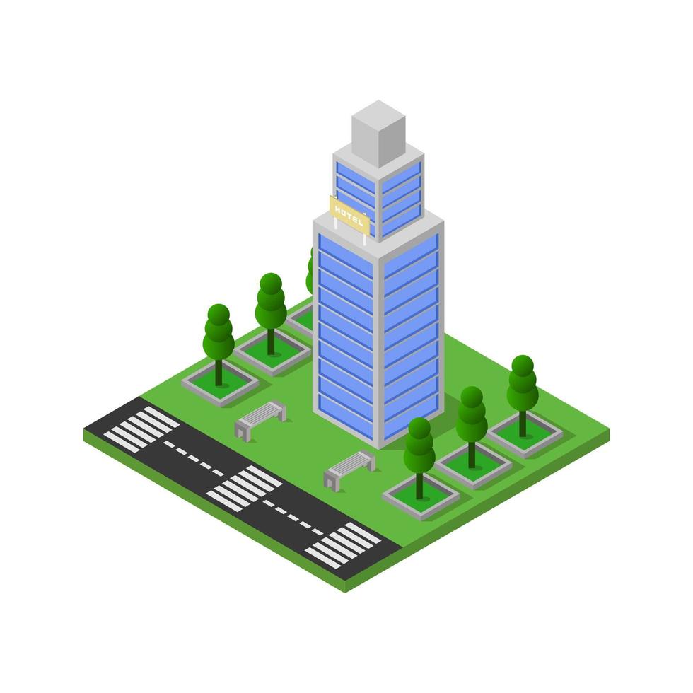 isometrisch hotel geïllustreerd op witte achtergrond vector