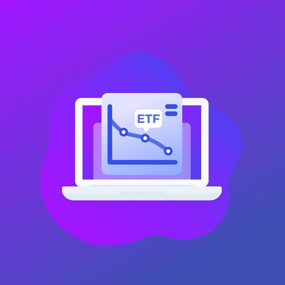 ETF trading, exchange traded funds-pictogram vector