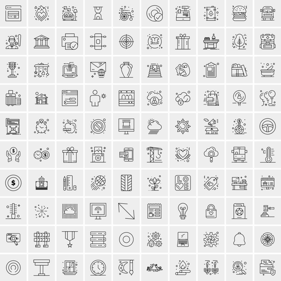 100 bedrijf pictogrammen voor web en afdrukken materiaal vector