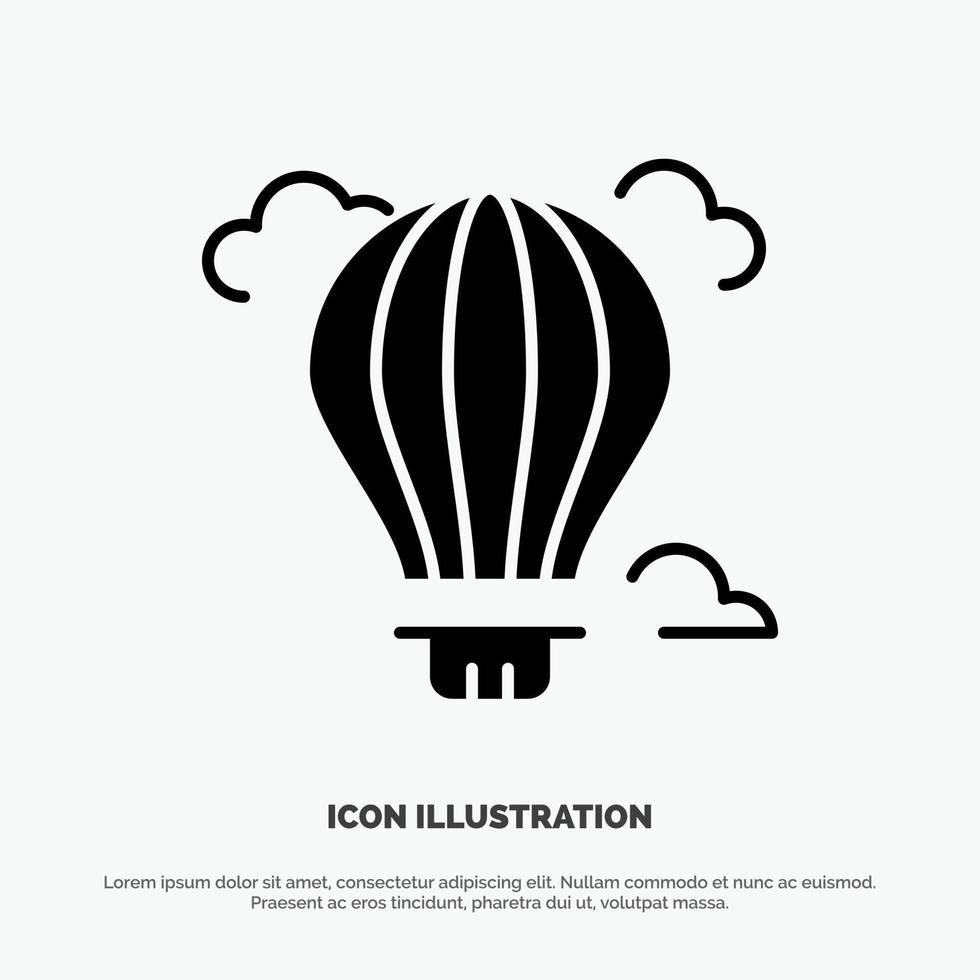 ballon lucht lucht heet solide zwart glyph icoon vector