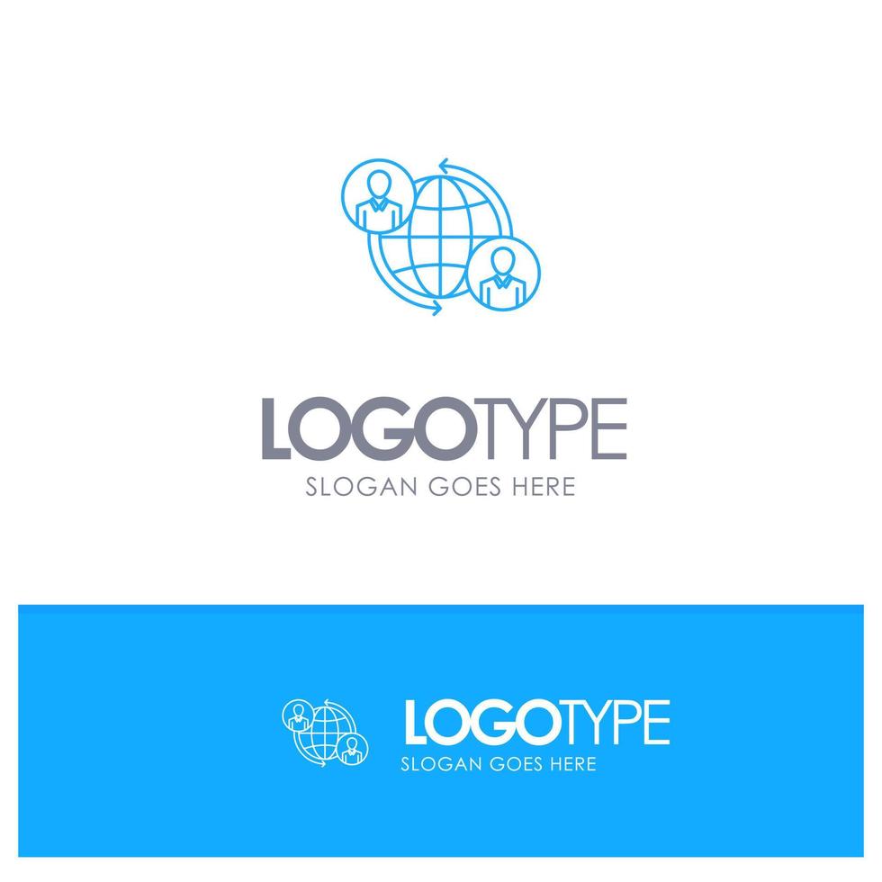 verbonden verbindingen gebruiker internet globaal blauw schets logo met plaats voor slogan vector