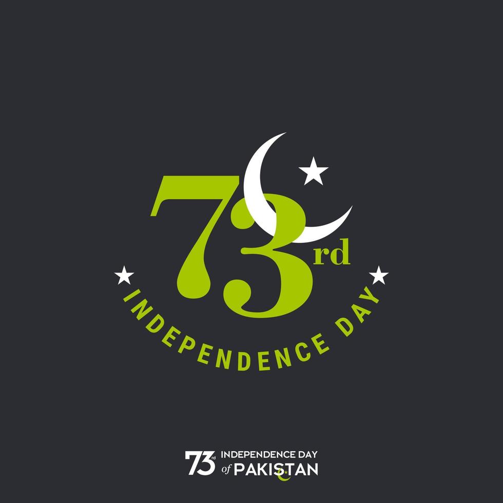 Pakistan onafhankelijkheid dag typografie ontwerp creatief typografie van 73ste gelukkig onafhankelijkheid dag van Pakistan vector sjabloon ontwerp illustratie