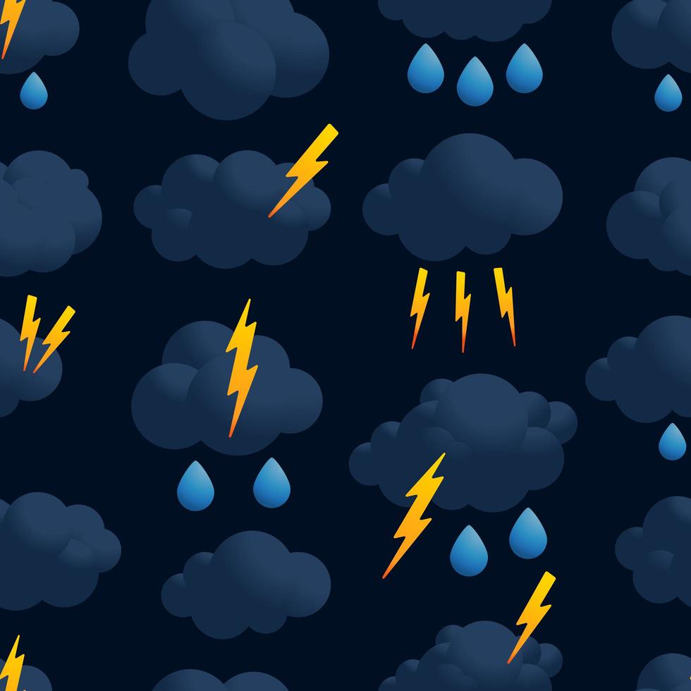 bliksem wolk regen naadloze patroon vector. donder donkere wolkenpatroon naadloos in eenvoudige stijl vectorillustratie vector