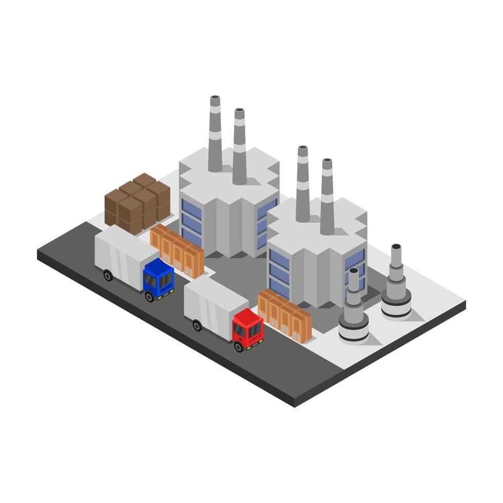 isometrische industrie geïllustreerd op witte achtergrond vector