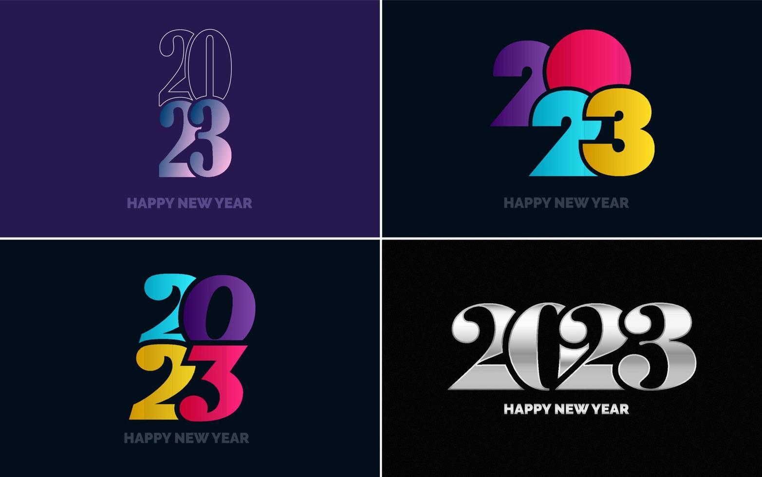 groot reeks 2023 gelukkig nieuw jaar zwart logo tekst ontwerp. 20 23 aantal ontwerp sjabloon. verzameling van symbolen van 2023 gelukkig nieuw jaar vector