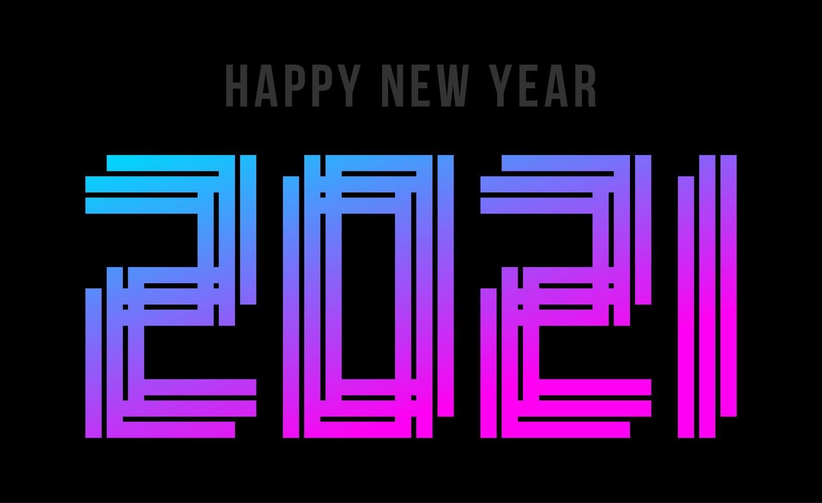 kleurrijke gelukkig nieuwjaar 2021 viering wenskaart vectorillustratie voor Nieuwjaar met creatieve tekenstijl vector