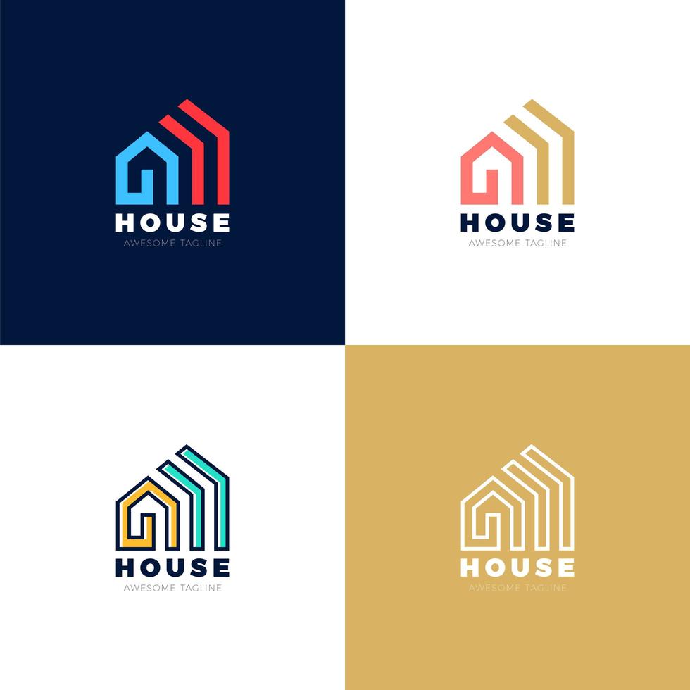 abstracte pijlen onroerend goed huis vector logo pictogram sjabloon ontwerpelementen