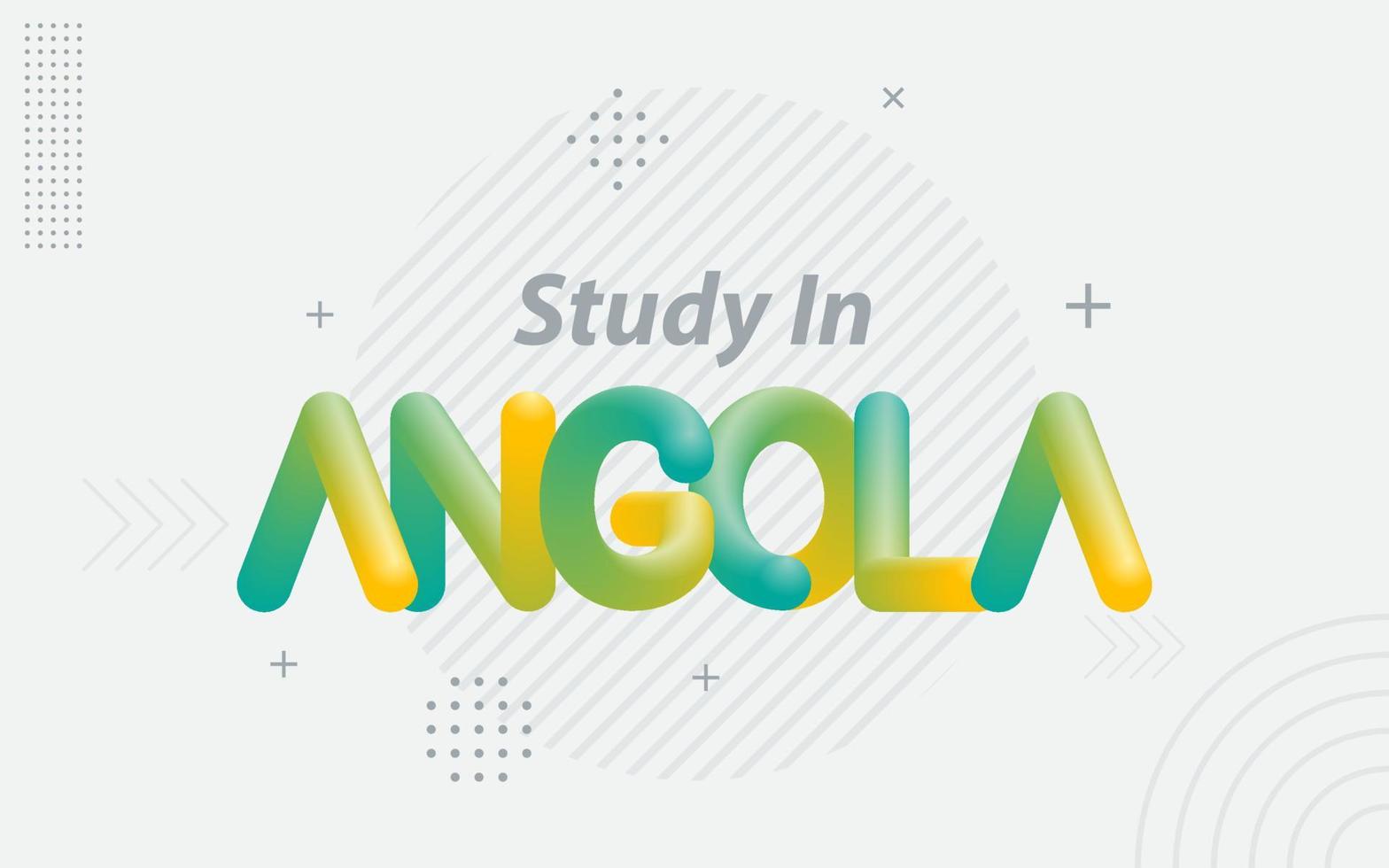 studie in Angola. creatief typografie met 3d mengsel effect vector