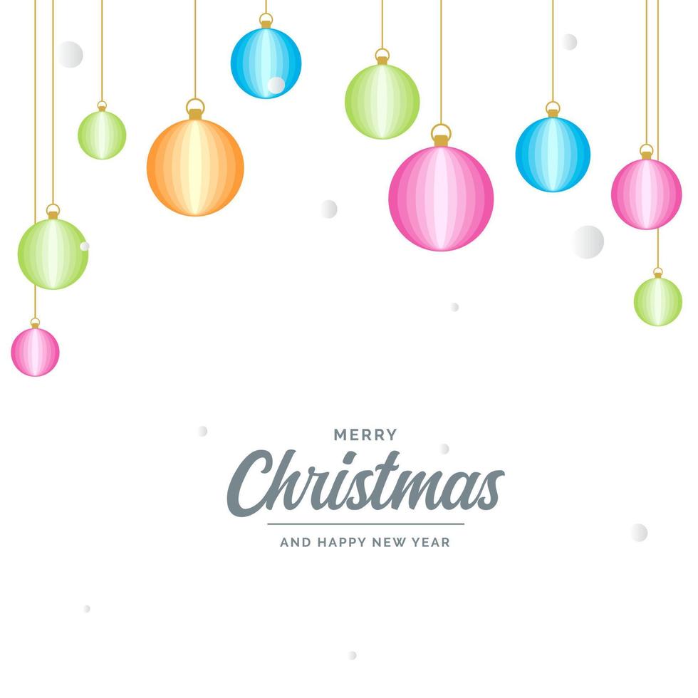 vlak vrolijk Kerstmis glanzend decoratief bal elementen hangende achtergrond vector