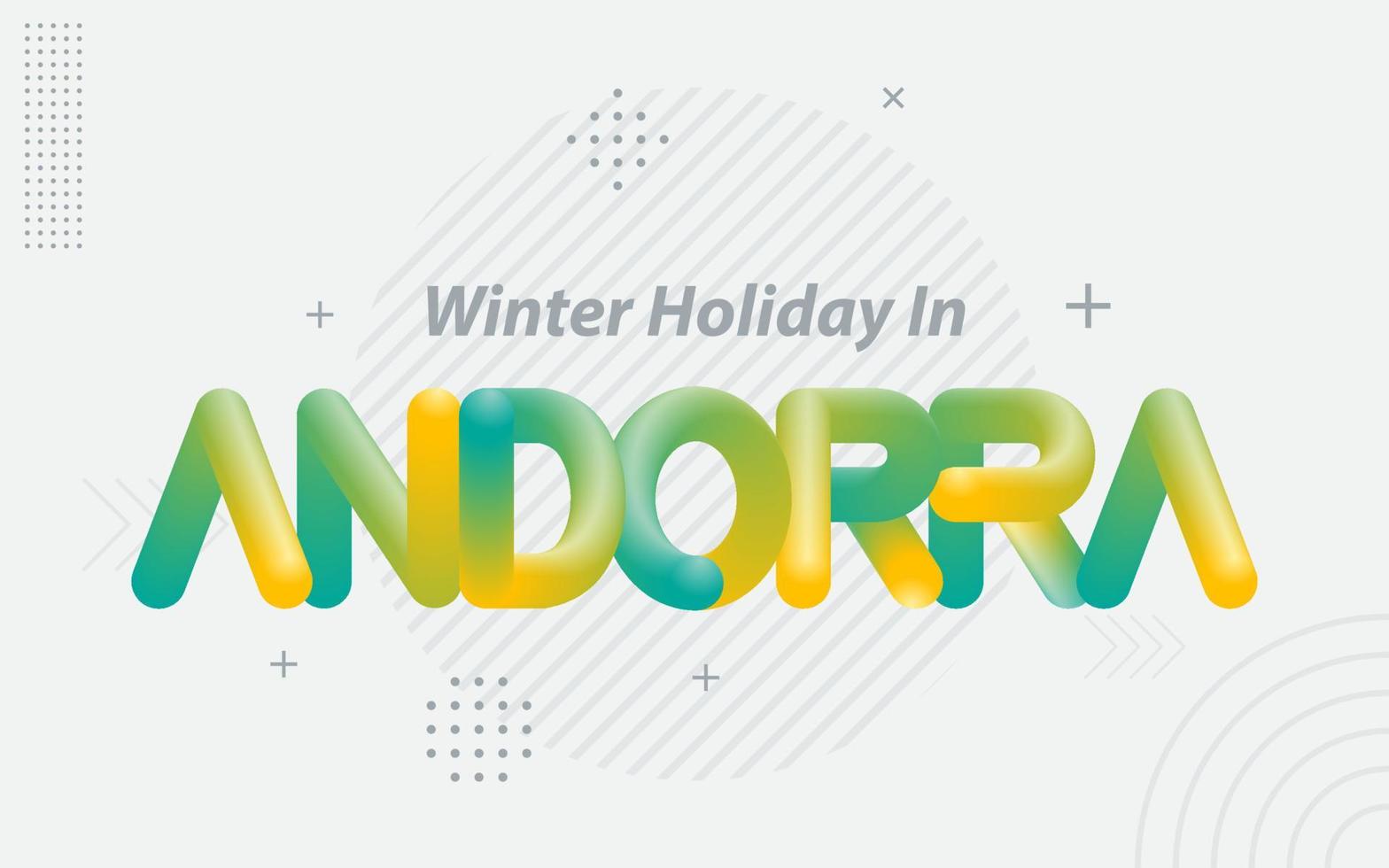 winter vakantie in Andorra. creatief typografie met 3d mengsel effect vector