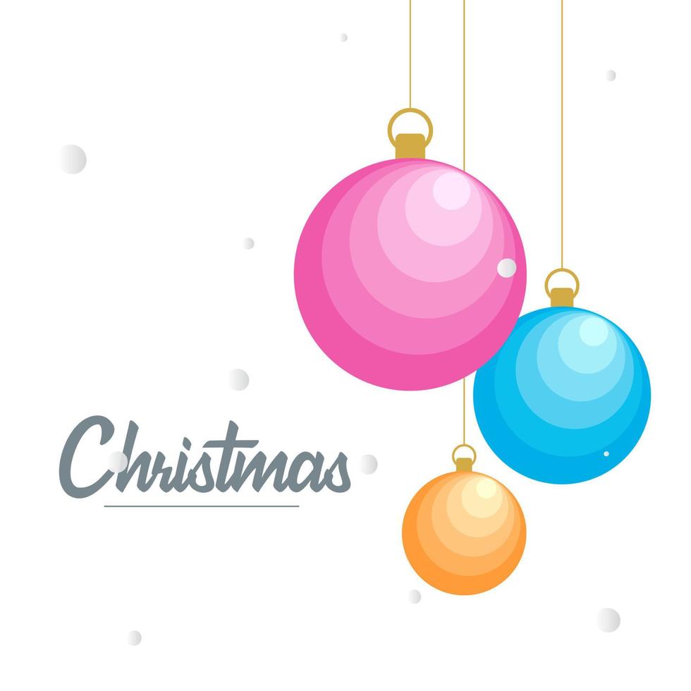 vlak vrolijk Kerstmis glanzend decoratief bal elementen hangende achtergrond vector