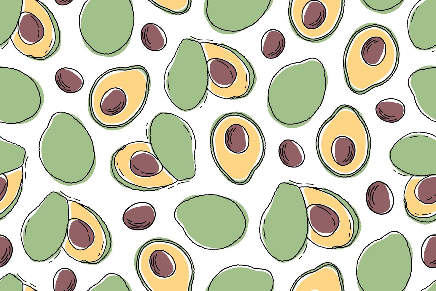 avocado naadloze patroon. cartoon hand tekenen avocado vectorillustratie op geïsoleerde witte achtergrond vector