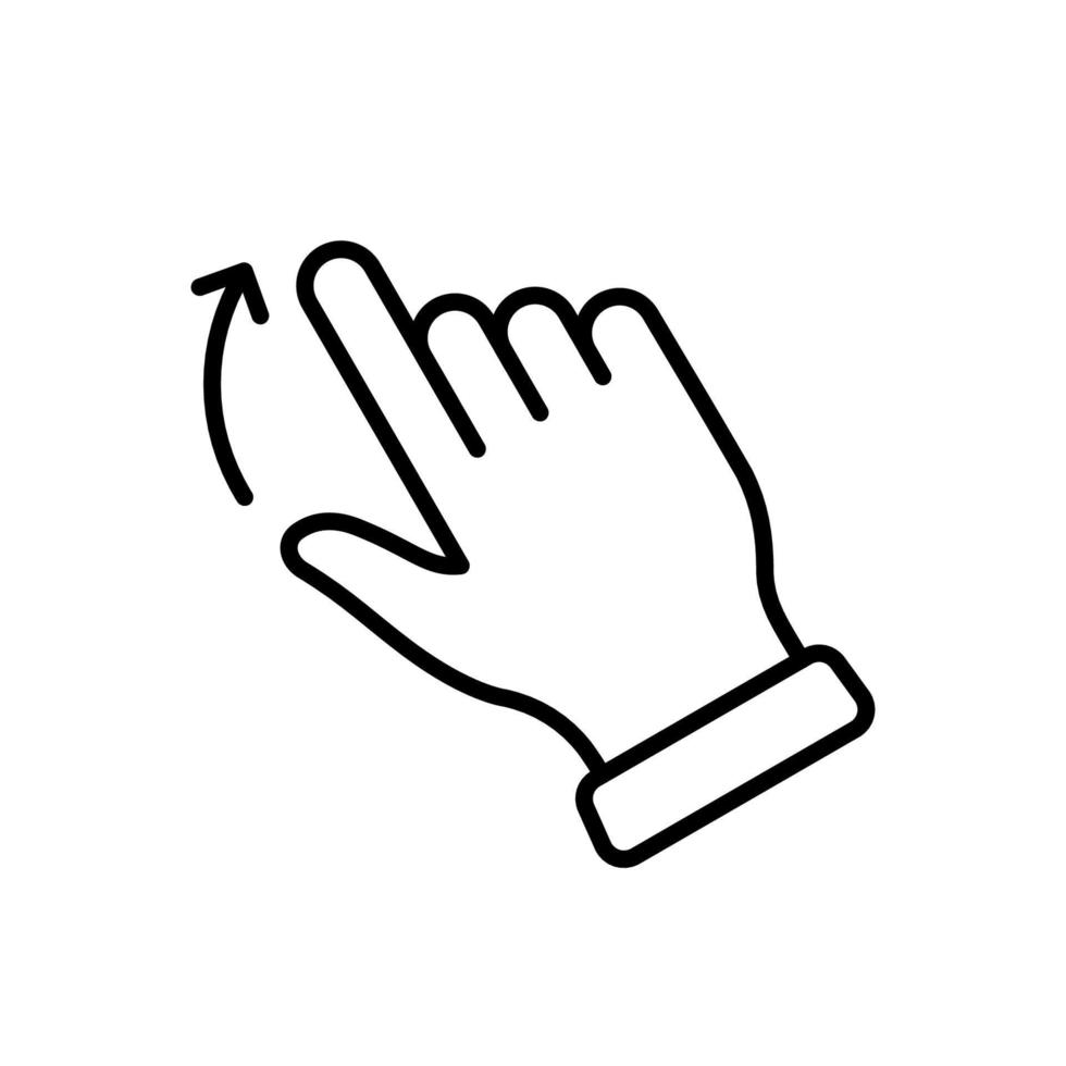 hand- vinger vegen en slepen omhoog lijn icoon. snuifje scherm, draaien Aan scherm lineair pictogram. gebaar glijbaan omhoog schets icoon. bewerkbare hartinfarct. geïsoleerd vector illustratie.