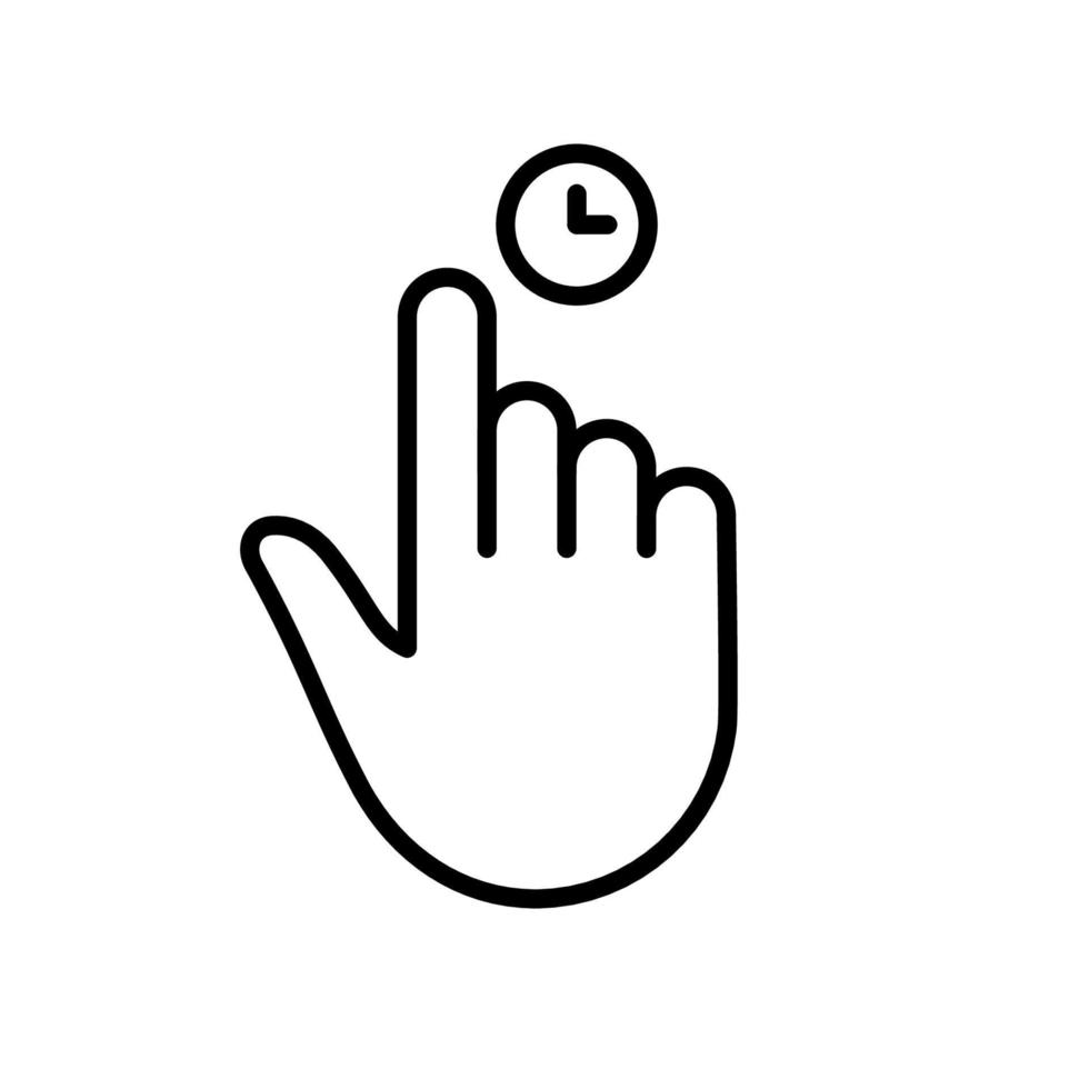 de gebaar van computer muis. wijzer vinger zwart lijn icoon. cursor hand- lineair pictogram. Klik druk op dubbele kraan tintje vegen punt schets symbool. bewerkbare hartinfarct. geïsoleerd vector illustratie.