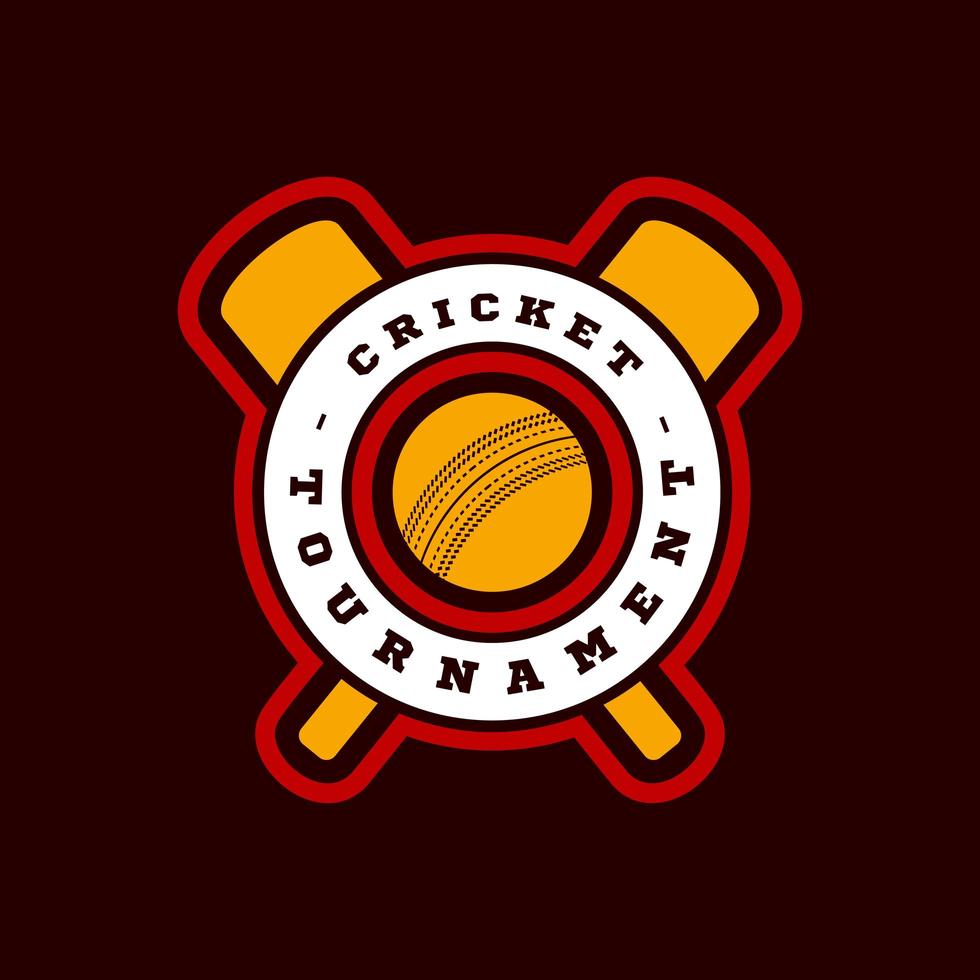 moderne professionele typografie cricket sport super held stijl vector embleem en sjabloon logo ontwerp met bal. grappige groeten voor kleding, kaart, badge, pictogram, briefkaart, banner, label, stickers, print.