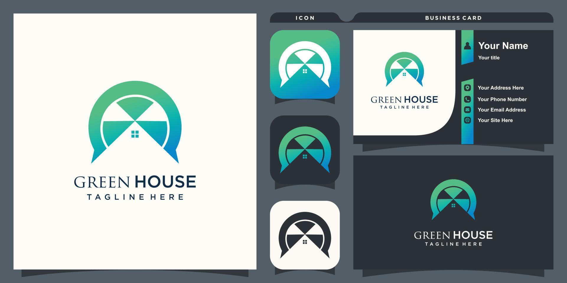 groen huis logo met zonlicht illustratie modern concept voor bedrijf premie vector