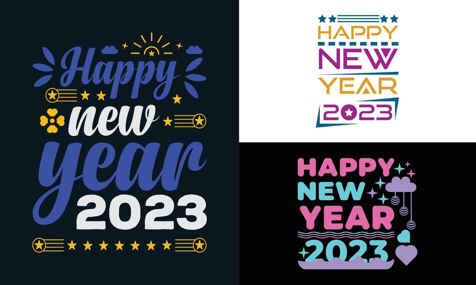 het beste typografie t overhemd ontwerp voor gelukkig nieuw jaar 2023 vector