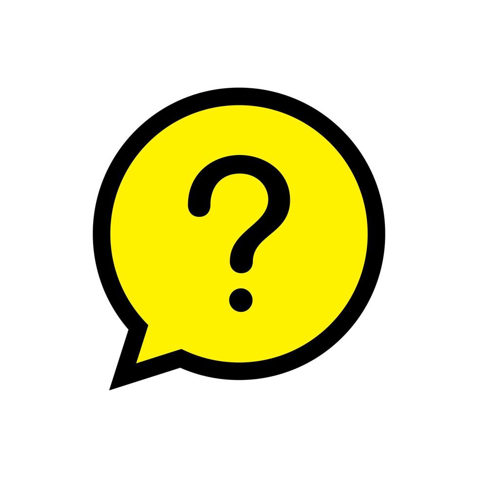 vraag markering, FAQ icoon vector geïsoleerd Aan geel toespraak bubbel