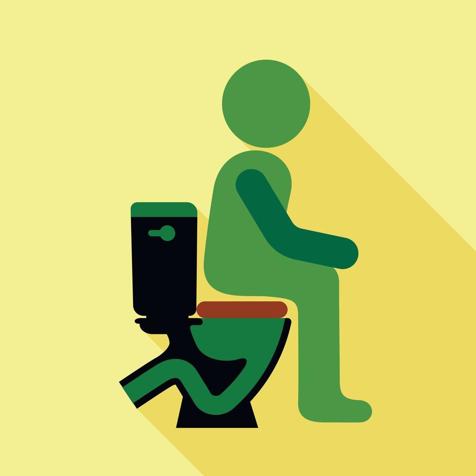 Mens zittend Aan de toilet icoon, vlak stijl vector