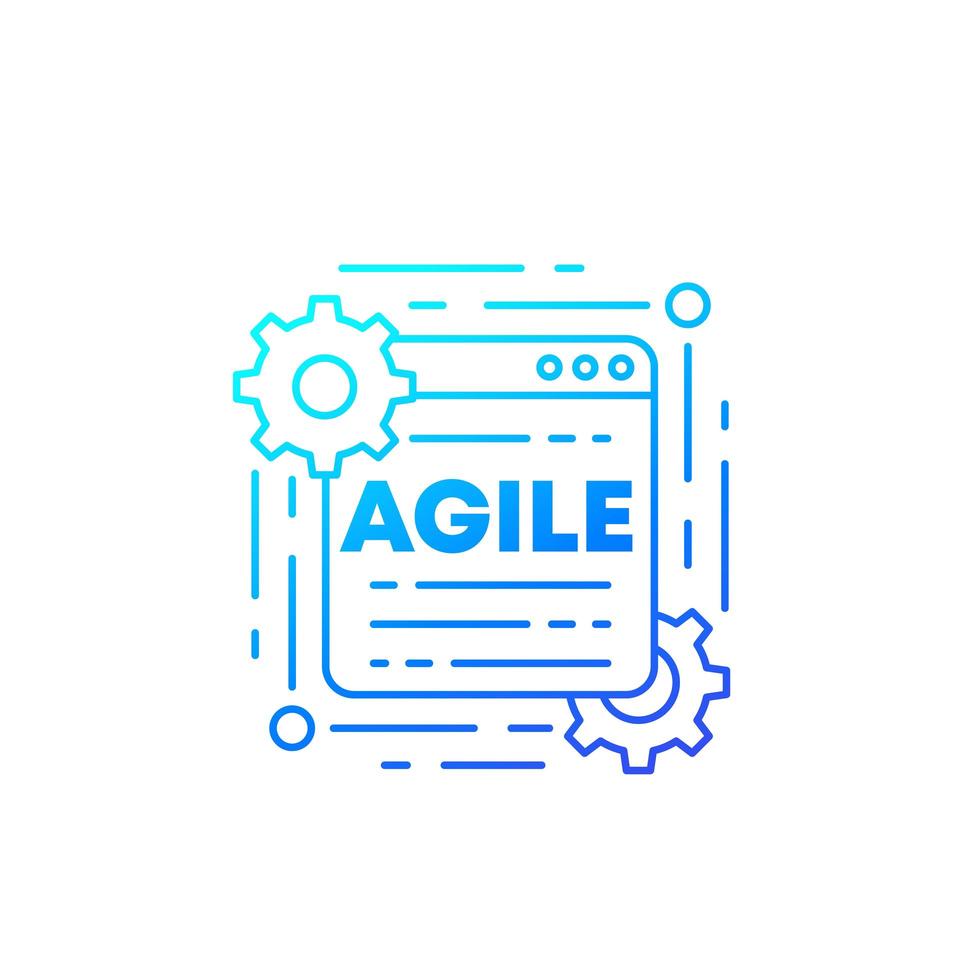 Agile software ontwikkelingsproces vector pictogram, lijn