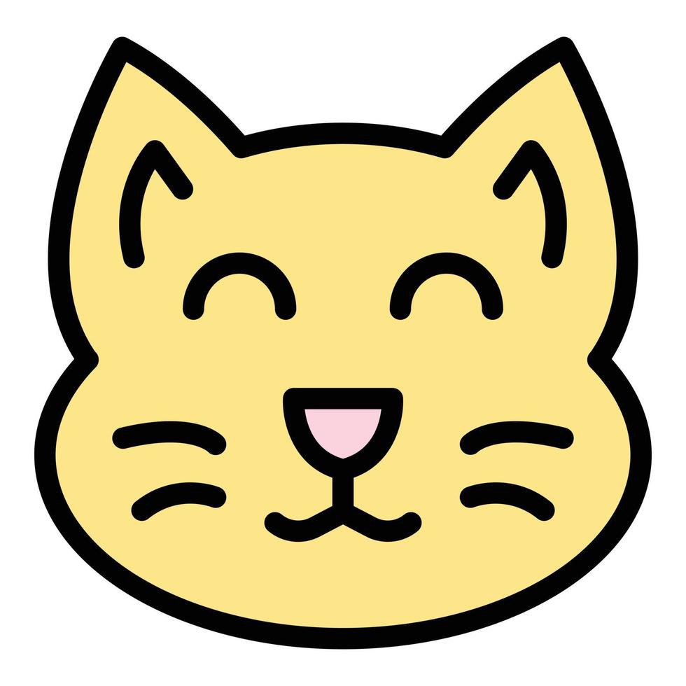 gelukkig kat beeldje icoon kleur schets vector
