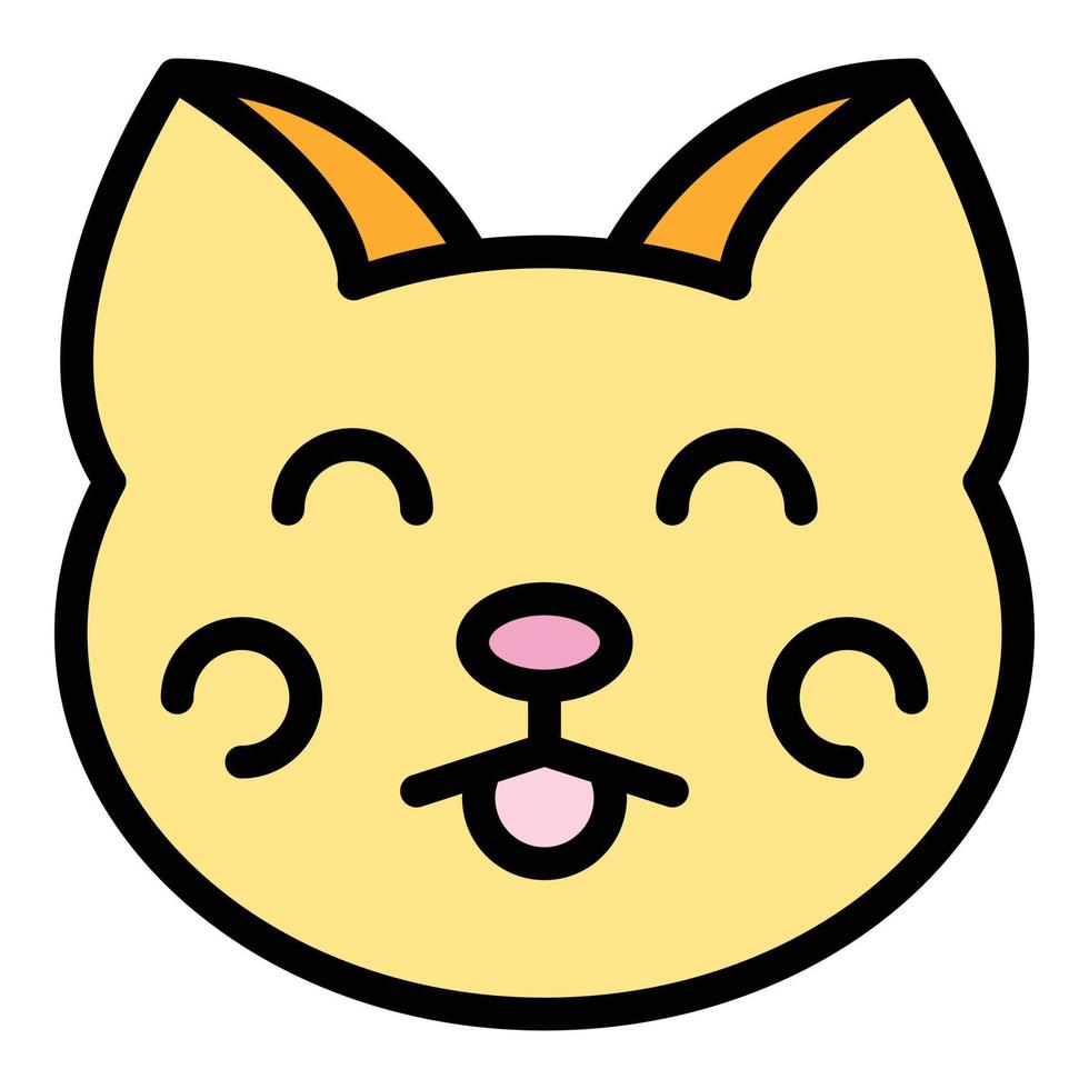 schattig Japans kat icoon kleur schets vector