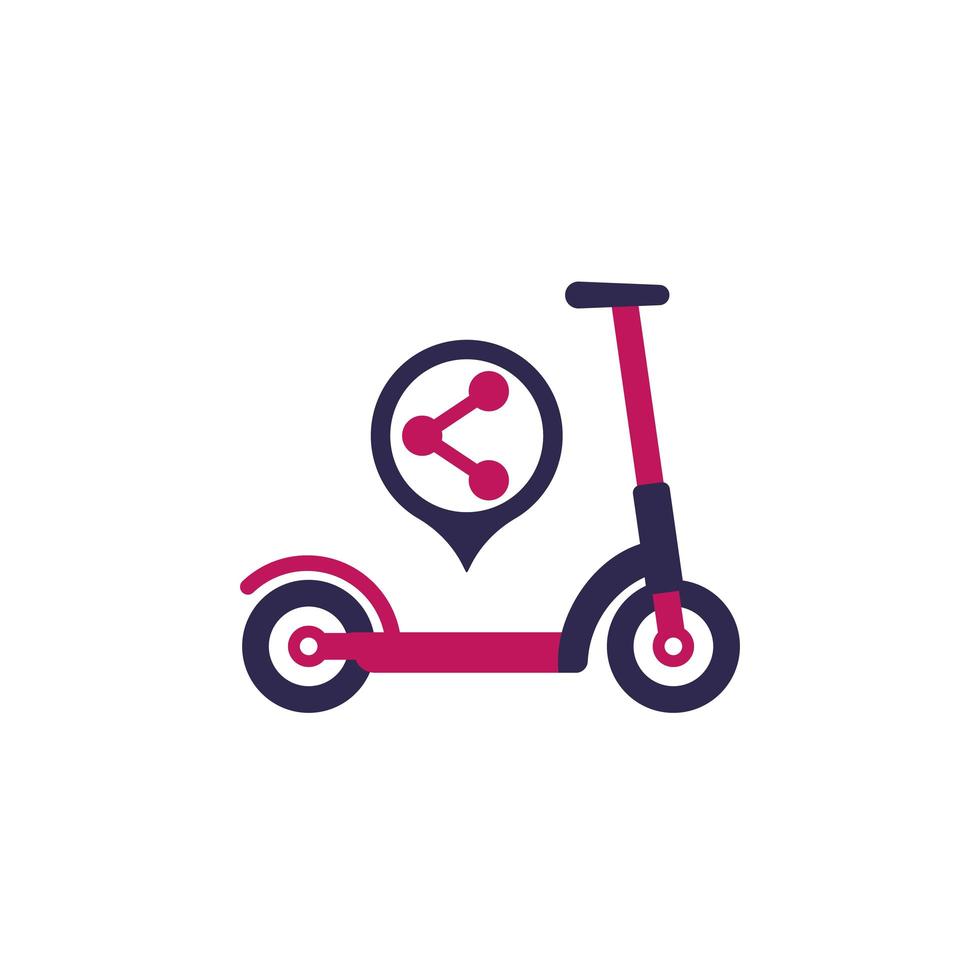 scooter delen servicepictogram op wit, vector